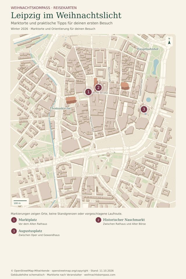 Reisekarte Leipzig mit nummerierten Besuchsorten